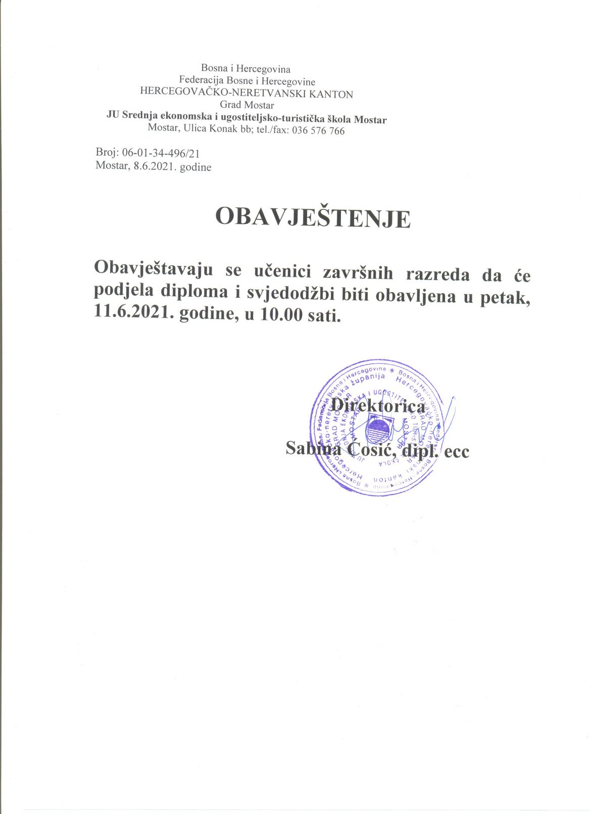 Dodjela diploma maturantima